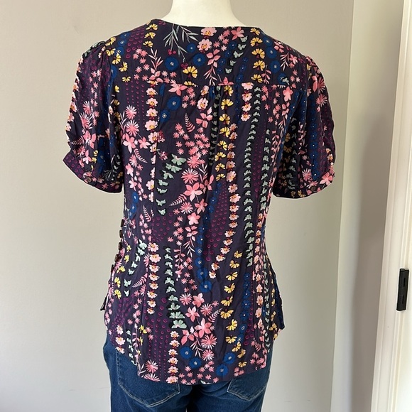 Anthropologie Meadow Rue Eldoret Floral Wrap Top Purple Size 6 - Picture 8 of 14